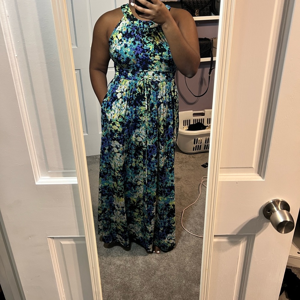 Size 6 Calvin Klein Multicolor Sundress with Slits